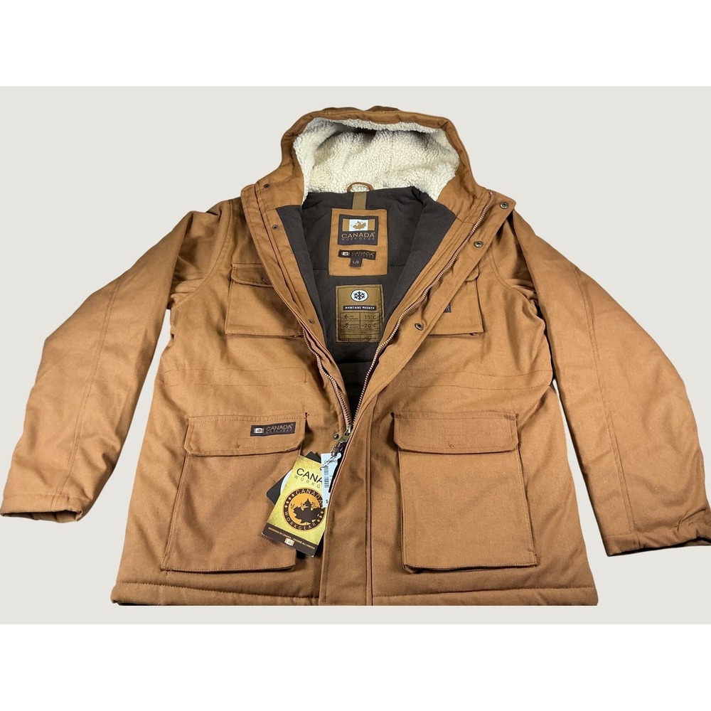 Canada Work Gear Men's Brown Duck Canvas Hooded Insulated Parka Jacket NWT LG